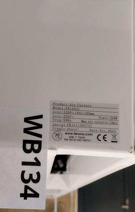 Wyprzedaż (WB134) Kurtyna pow. FERONO FK120ZC bez nagrz. CHŁOD