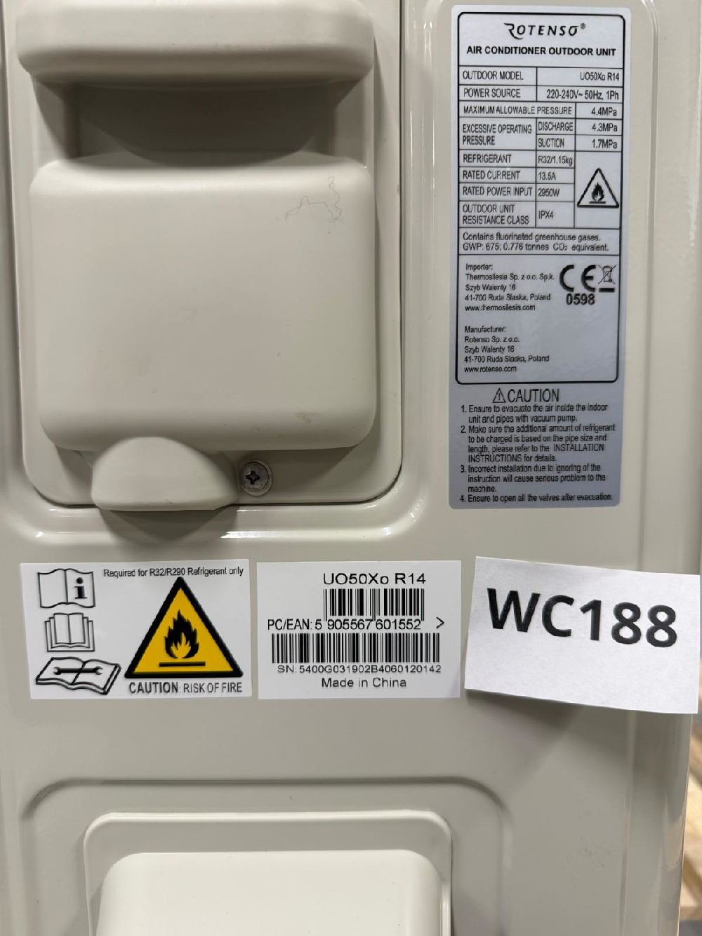 Wyprzedaż (WC188) Klimatyzator ROTENSO UNICO UO50Xo R14 j.zewn