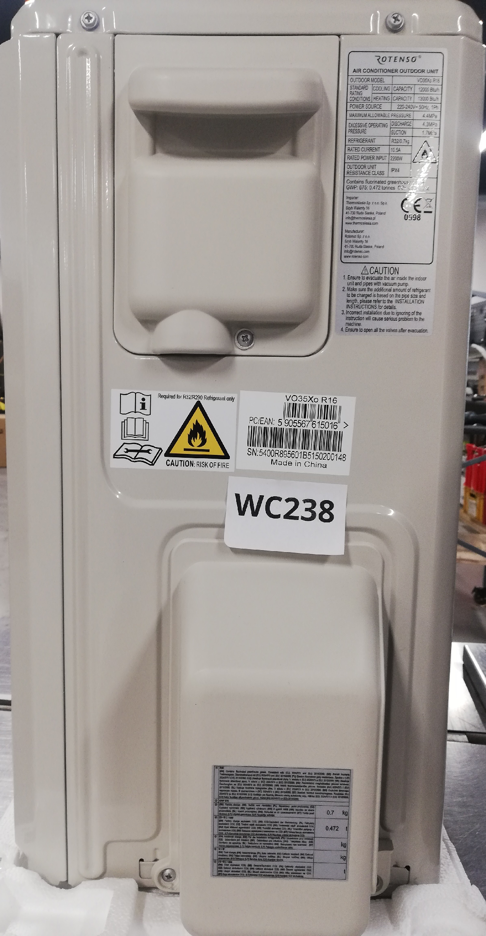 Wyprzedaż (WC238) Klimatyzator ROTENSO VERSU VO35Xo R16 j.zew.