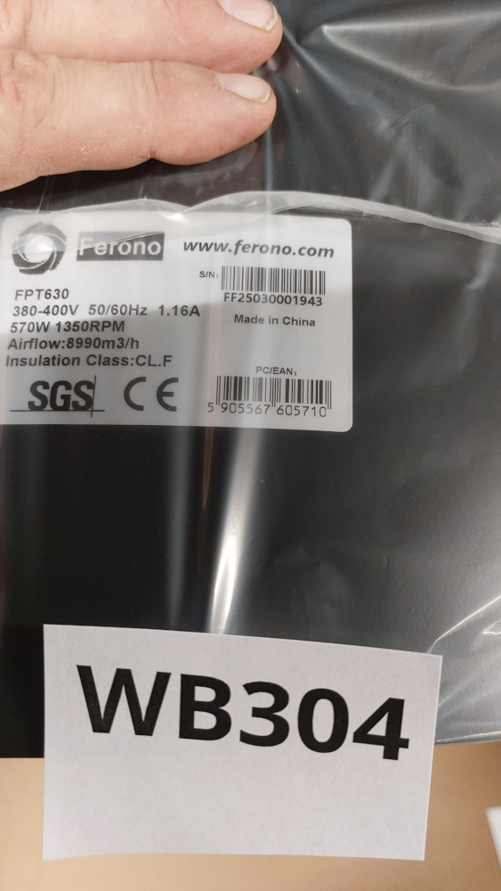 Wyprzedaż (WB304) Wentylator Osiowy FERONO Płyta FPT630 3 faza