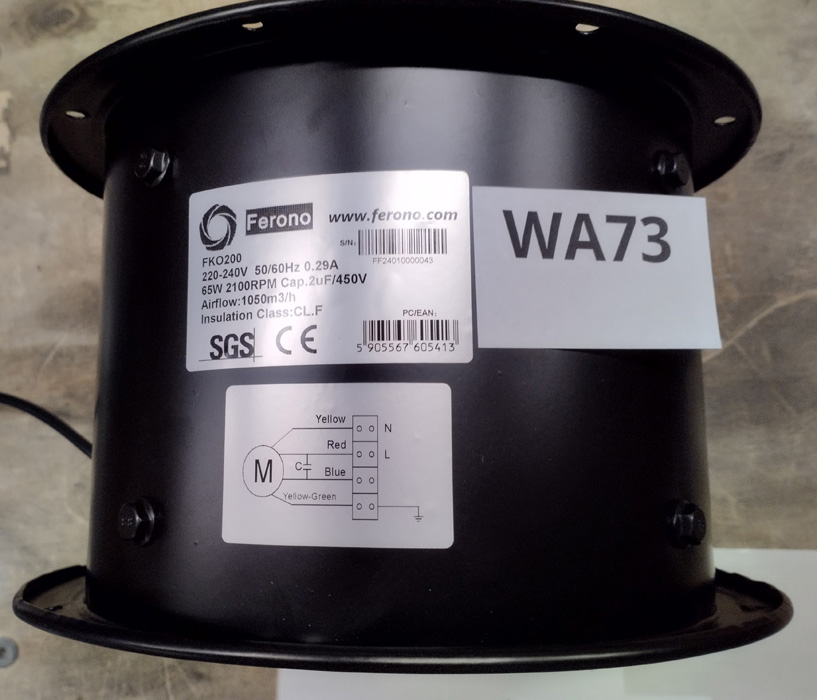 Wyprzedaż (WA73) Wentylator FERONO Kanał. FKO200 wodoszczelny