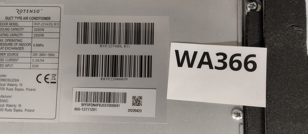 Wyprzedaż (WA366) Klimatyzator ROTENSO RVF-22V4IDL R11 wew.