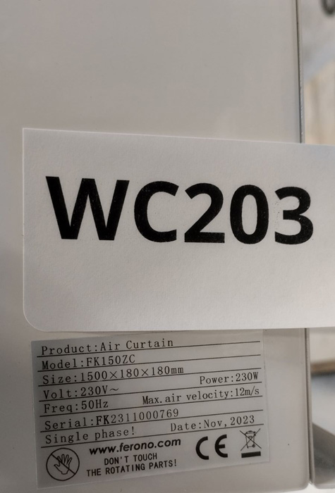 Wyprzedaż (WC203) Kurtyna pow. FERONO FK150ZC bez nagrz. CHŁOD