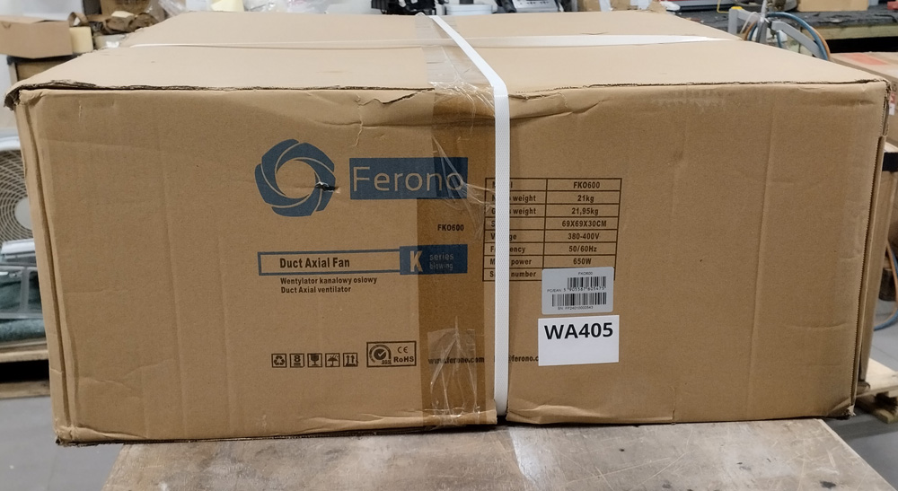 Wyprzedaż (WA405) Wentylator FERONO Kanał FKO600 wodoszczelny