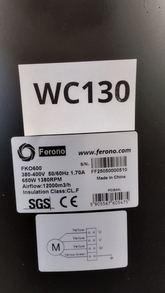 Wyprzedaż (WC130) Wentylator FERONO Kanał FKO600 wodoszczelny