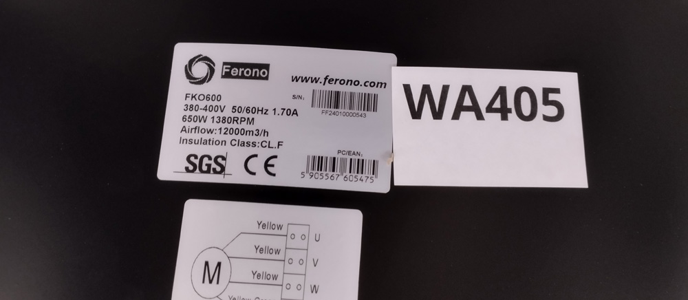 Wyprzedaż (WA405) Wentylator FERONO Kanał FKO600 wodoszczelny