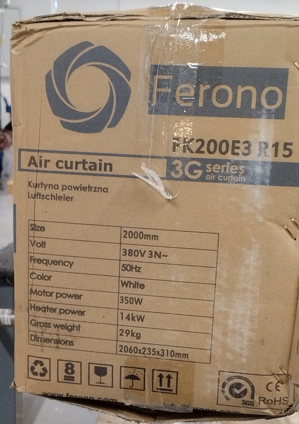 Wyprzedaż (WB158) Kurtyna pow. FERONO FK200E3 R15 nagrzew.elek