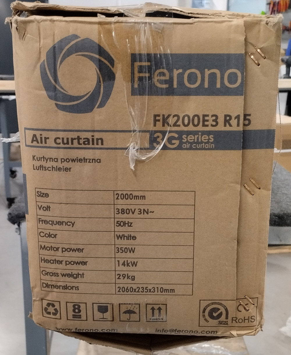 Wyprzedaż (WB158) Kurtyna pow. FERONO FK200E3 R15 nagrzew.elek