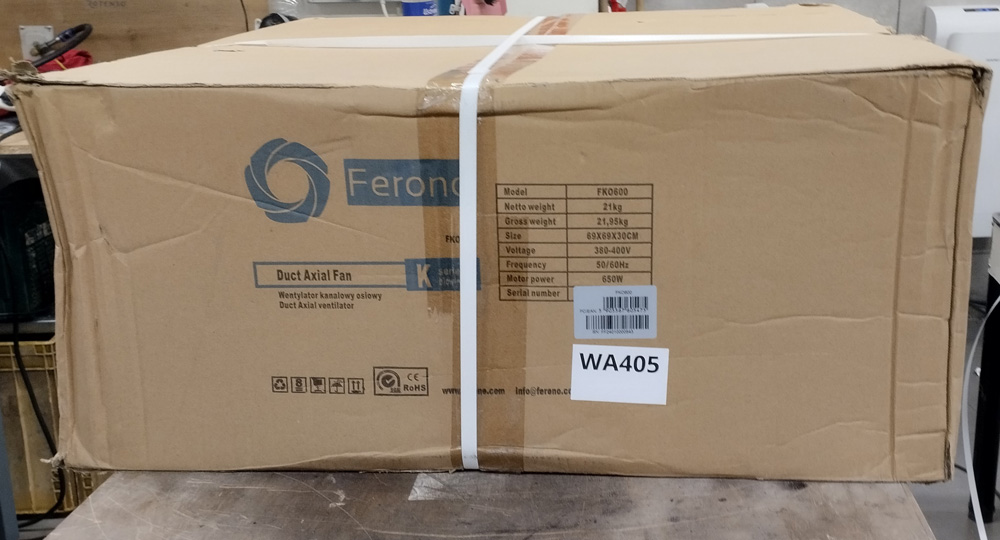 Wyprzedaż (WA405) Wentylator FERONO Kanał FKO600 wodoszczelny