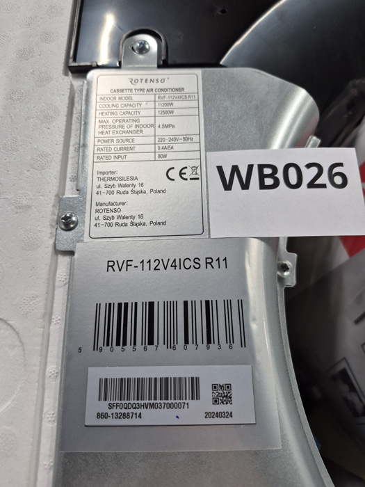 Wyprzedaż (WB026) Klimatyzator Rotenso RVF-112V4ICS R11 WEW
