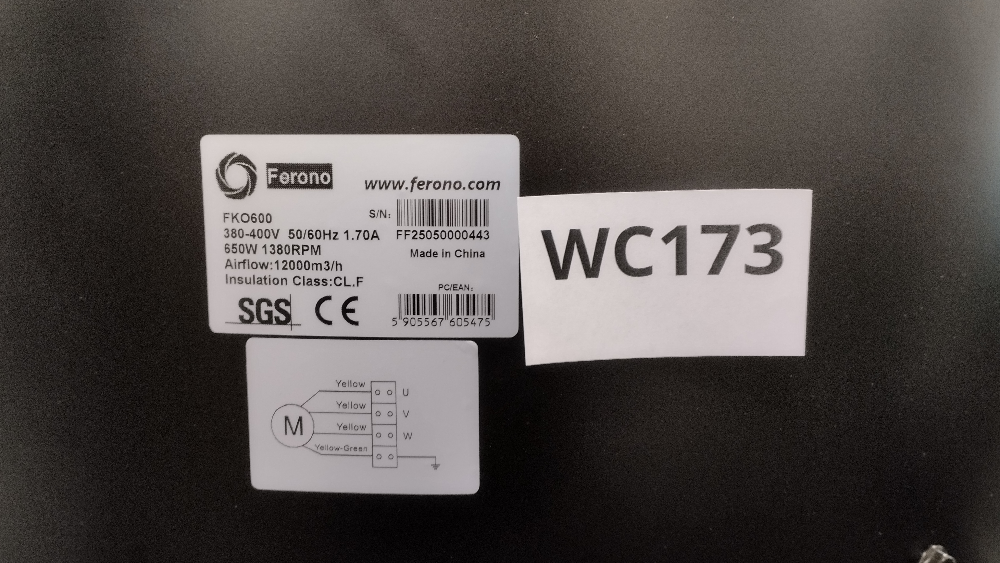 Wyprzedaż (WC173) Wentylator FERONO Kanał FKO600 wodoszczelny