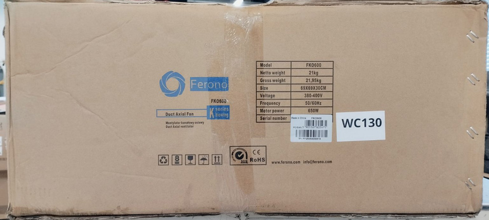 Wyprzedaż (WC130) Wentylator FERONO Kanał FKO600 wodoszczelny