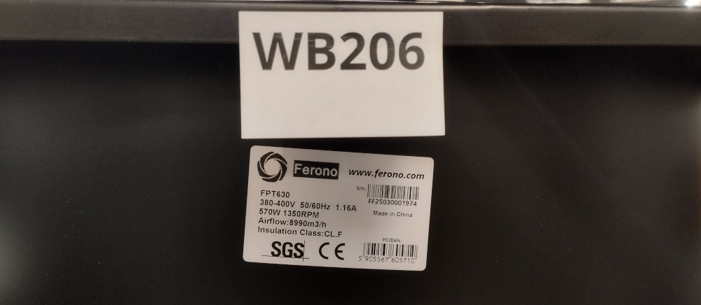 Wyprzedaż (WB206) Wentylator Osiowy FERONO Płyta FPT630 3 faza